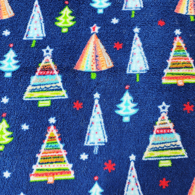 Poliéster impreso árbol de navidad del lado del doble de Coral Flannel Fleece Fabric Warmly
