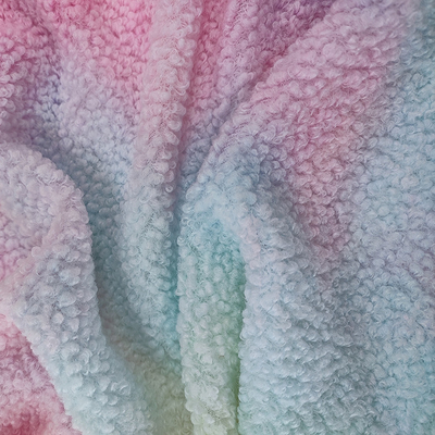 Tela del paño grueso y suave de Sherpa del teñido anudado poliéster 100% de 280 G/M colorido para la sudadera con capucha