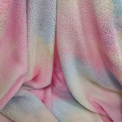 Tela del paño grueso y suave de Sherpa del teñido anudado poliéster 100% de 280 G/M colorido para la sudadera con capucha
