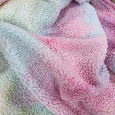 Tela del paño grueso y suave de Sherpa del teñido anudado poliéster 100% de 280 G/M colorido para la sudadera con capucha