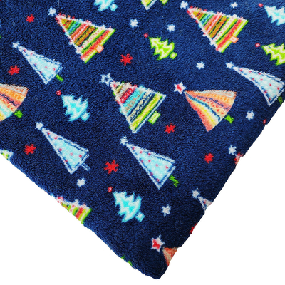 Poliéster impreso árbol de navidad del lado del doble de Coral Flannel Fleece Fabric Warmly