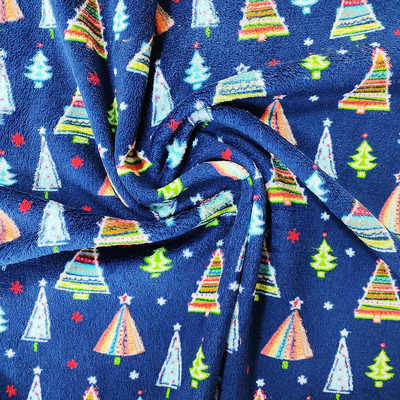 Poliéster impreso árbol de navidad del lado del doble de Coral Flannel Fleece Fabric Warmly