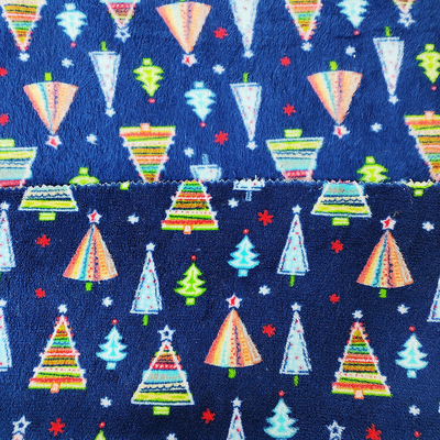 Poliéster impreso árbol de navidad del lado del doble de Coral Flannel Fleece Fabric Warmly
