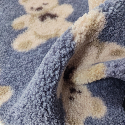 Teddy Bear Sherpa Fleece Fabric el oso 100% del poliéster de 330 G/M imprimió