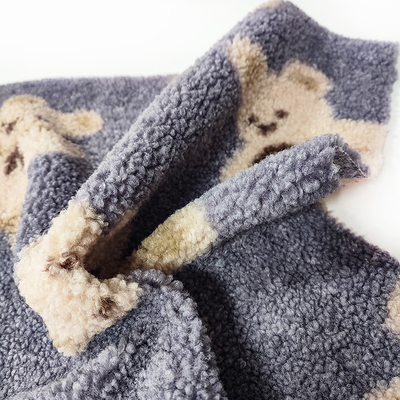Teddy Bear Sherpa Fleece Fabric el oso 100% del poliéster de 330 G/M imprimió
