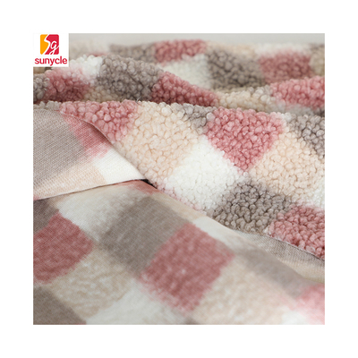 Sherpa impreso tela escocesa esquila la tela 300gsm para el bolso de Hometextile de la tapicería