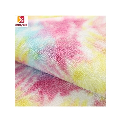 Tela suave teñida lazo 240gsm 150D de Sherpa de la ropa del arco iris