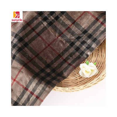 La tela escocesa del color del café modeló la tela 240gsm del terciopelo para los pantalones de la cortina de Pillowslip