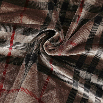 La tela escocesa del color del café modeló la tela 240gsm del terciopelo para los pantalones de la cortina de Pillowslip