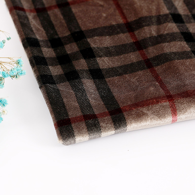 La tela escocesa del color del café modeló la tela 240gsm del terciopelo para los pantalones de la cortina de Pillowslip